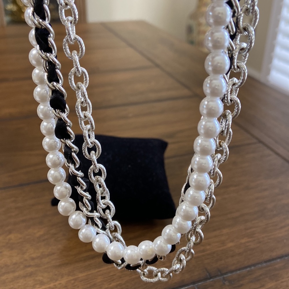 Multi material necklace from the black and white store